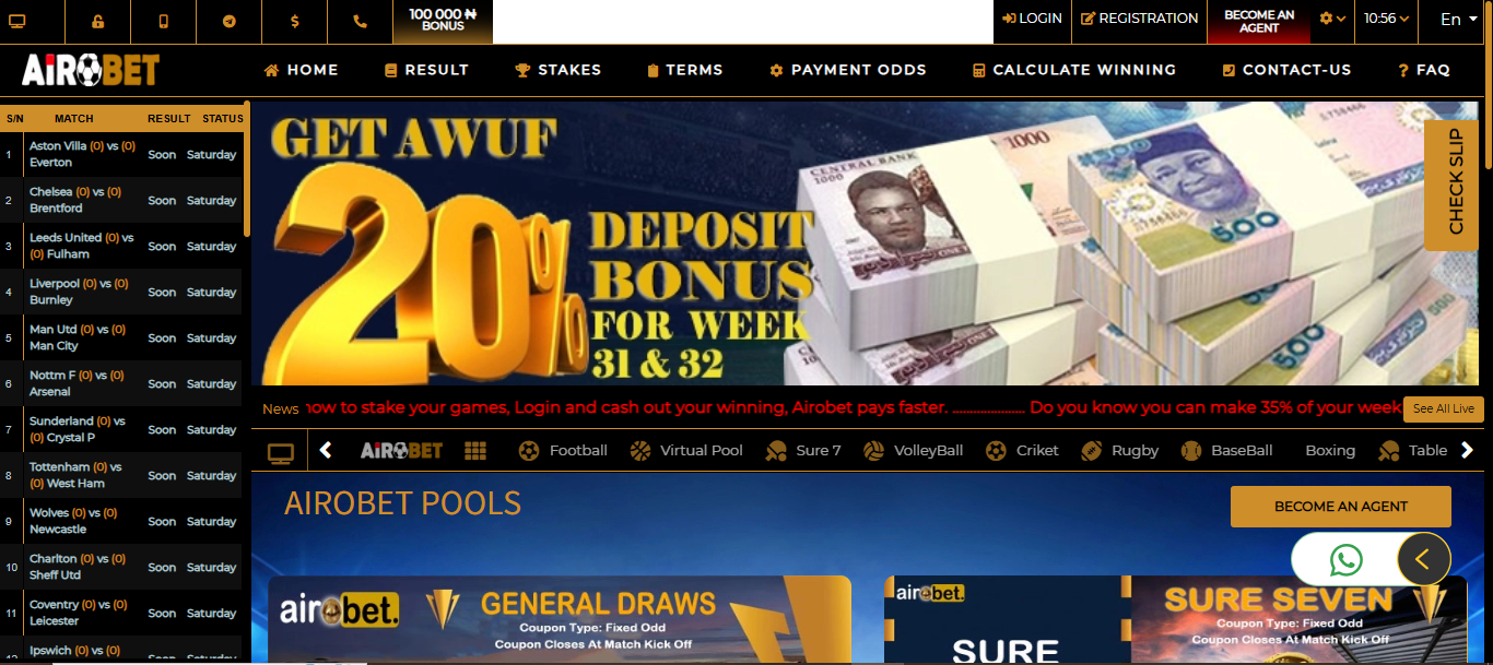 Airobet - Sports betting platform interface