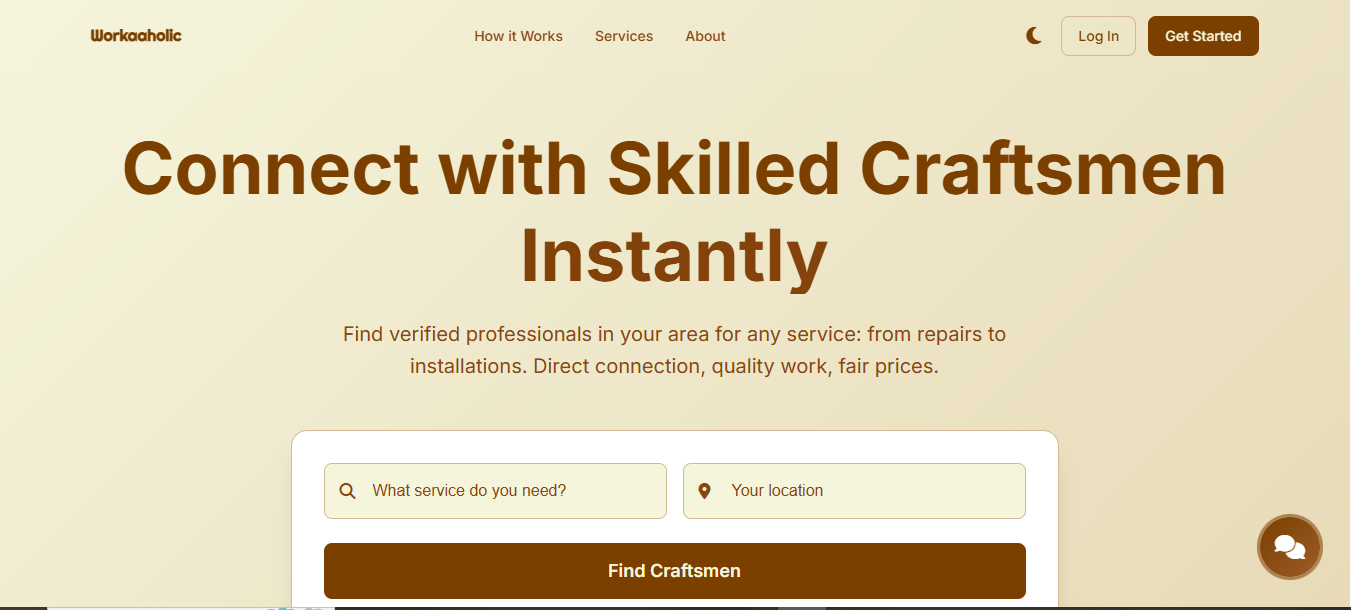 Workaaholic - Service marketplace for craftsmen and professionals